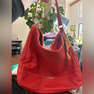 Coach park pebble leather Redish orange Hobo Bag